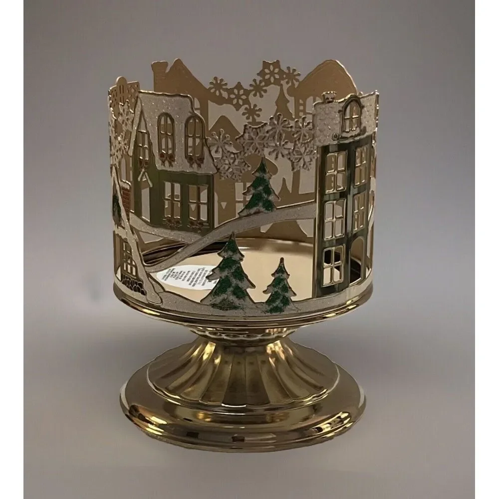 Bath & Body Works Holiday Village Scene 3-Wick‎ Candle Holder Limited Edition